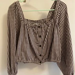 MADEWELL Square-Neck Button-Front Long Sleeve Top